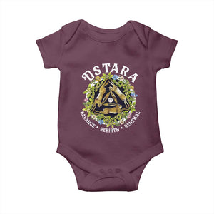 Ostara Balance Rebirth Renewal Baby Onesie Ostara Pagan Eostre Easter Day Three Hares TS11 Maroon Print Your Wear