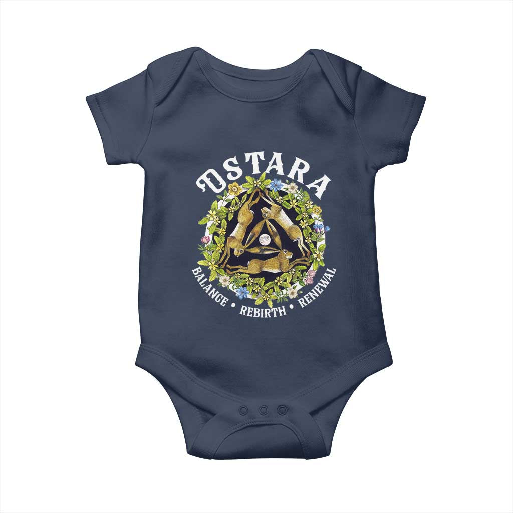 Ostara Balance Rebirth Renewal Baby Onesie Ostara Pagan Eostre Easter Day Three Hares TS11 Navy Print Your Wear