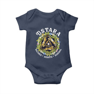 Ostara Balance Rebirth Renewal Baby Onesie Ostara Pagan Eostre Easter Day Three Hares TS11 Navy Print Your Wear