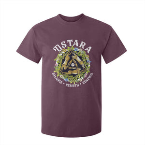 Ostara Balance Rebirth Renewal T Shirt For Kid Ostara Pagan Eostre Easter Day Three Hares TS11 Maroon Print Your Wear
