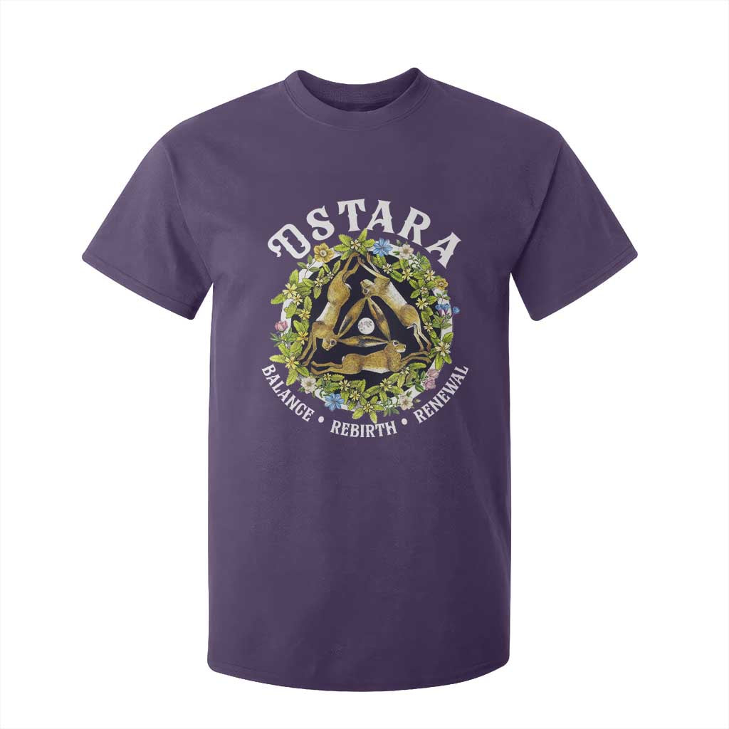 Ostara Balance Rebirth Renewal T Shirt For Kid Ostara Pagan Eostre Easter Day Three Hares TS11 Purple Print Your Wear