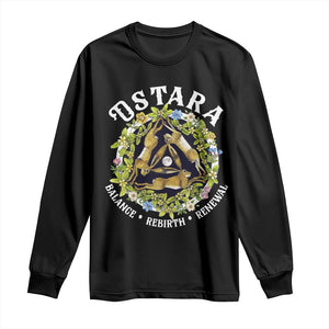 Ostara Balance Rebirth Renewal Long Sleeve Shirt Ostara Pagan Eostre Easter Day Three Hares TS11 Black Print Your Wear