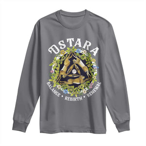 Ostara Balance Rebirth Renewal Long Sleeve Shirt Ostara Pagan Eostre Easter Day Three Hares TS11 Charcoal Print Your Wear