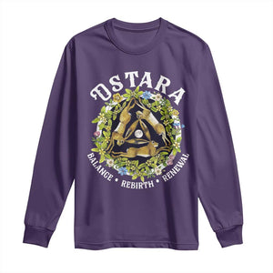 Ostara Balance Rebirth Renewal Long Sleeve Shirt Ostara Pagan Eostre Easter Day Three Hares TS11 Purple Print Your Wear