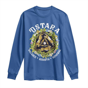 Ostara Balance Rebirth Renewal Long Sleeve Shirt Ostara Pagan Eostre Easter Day Three Hares TS11 Royal Blue Print Your Wear