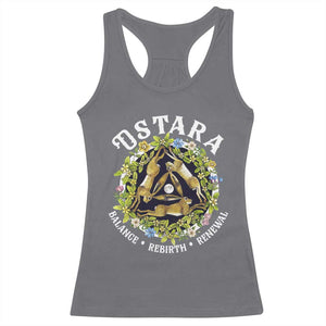 Ostara Balance Rebirth Renewal Racerback Tank Top Ostara Pagan Eostre Easter Day Three Hares TS11 Charcoal Print Your Wear
