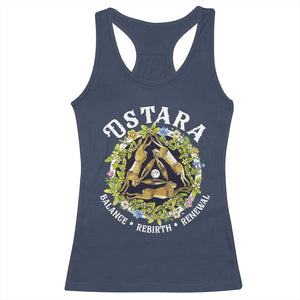 Ostara Balance Rebirth Renewal Racerback Tank Top Ostara Pagan Eostre Easter Day Three Hares TS11 Navy Print Your Wear