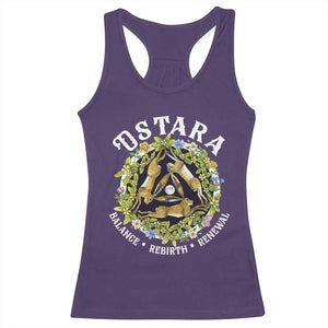 Ostara Balance Rebirth Renewal Racerback Tank Top Ostara Pagan Eostre Easter Day Three Hares TS11 Purple Print Your Wear
