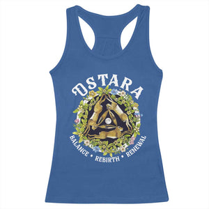 Ostara Balance Rebirth Renewal Racerback Tank Top Ostara Pagan Eostre Easter Day Three Hares TS11 Royal Blue Print Your Wear