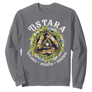 Ostara Balance Rebirth Renewal Sweatshirt Ostara Pagan Eostre Easter Day Three Hares TS11 Charcoal Print Your Wear