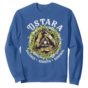 Ostara Balance Rebirth Renewal Sweatshirt Ostara Pagan Eostre Easter Day Three Hares TS11 Royal Blue Print Your Wear