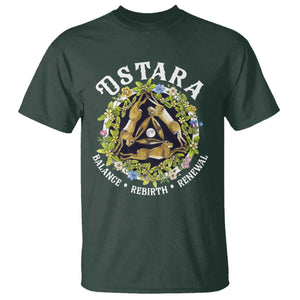 Ostara Balance Rebirth Renewal T Shirt Ostara Pagan Eostre Easter Day Three Hares TS11 Dark Forest Green Print Your Wear