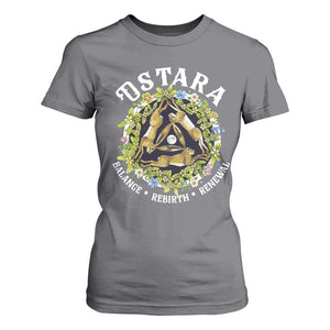 Ostara Balance Rebirth Renewal T Shirt For Women Ostara Pagan Eostre Easter Day Three Hares TS11 Charcoal Print Your Wear