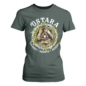 Ostara Balance Rebirth Renewal T Shirt For Women Ostara Pagan Eostre Easter Day Three Hares TS11 Dark Forest Green Print Your Wear