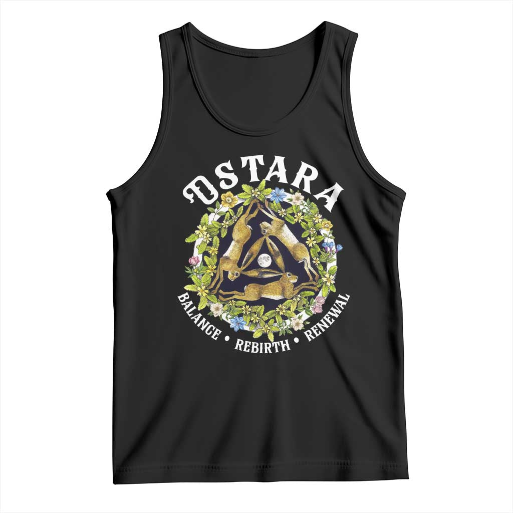 Ostara Balance Rebirth Renewal Tank Top Ostara Pagan Eostre Easter Day Three Hares TS11 Black Print Your Wear