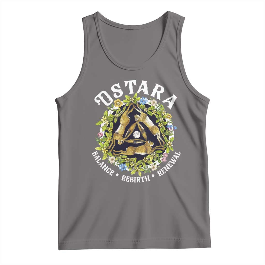 Ostara Balance Rebirth Renewal Tank Top Ostara Pagan Eostre Easter Day Three Hares TS11 Deep Heather Print Your Wear