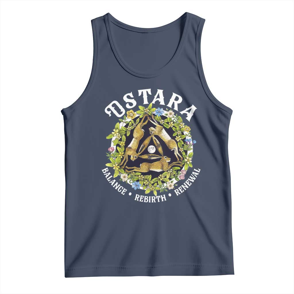 Ostara Balance Rebirth Renewal Tank Top Ostara Pagan Eostre Easter Day Three Hares TS11 Navy Print Your Wear