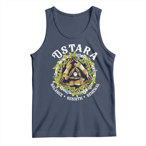 Ostara Balance Rebirth Renewal Tank Top Ostara Pagan Eostre Easter Day Three Hares TS11 Navy Print Your Wear