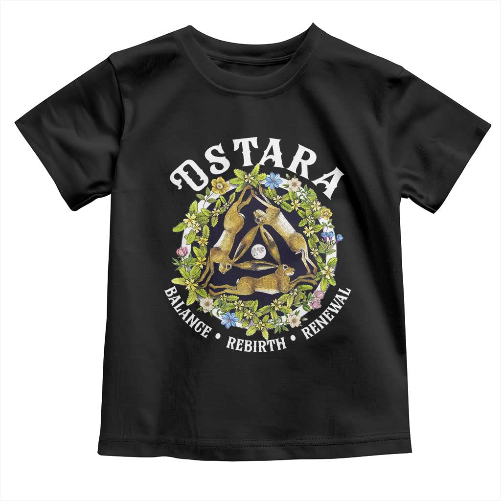 Ostara Balance Rebirth Renewal Toddler T Shirt Ostara Pagan Eostre Easter Day Three Hares TS11 Black Print Your Wear