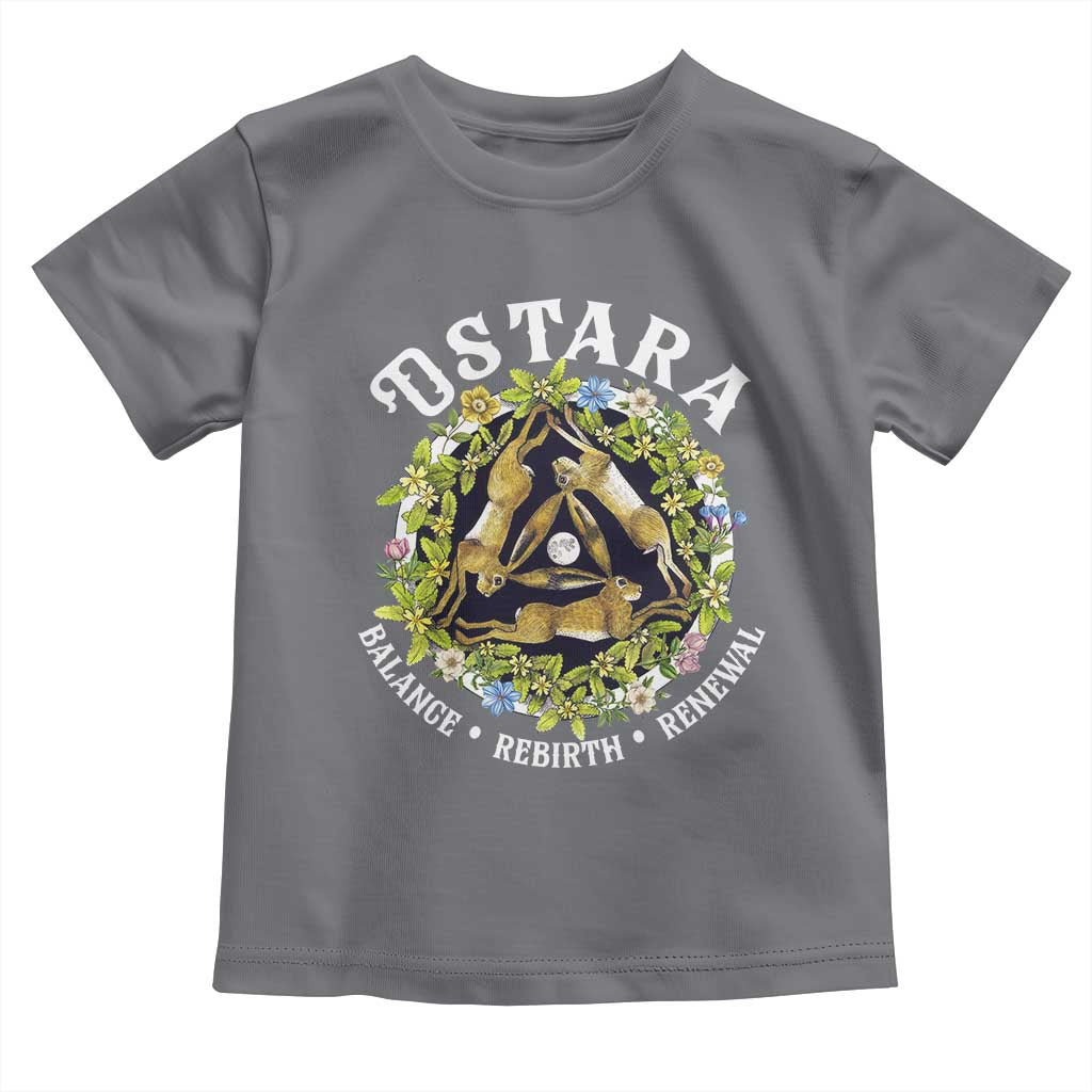 Ostara Balance Rebirth Renewal Toddler T Shirt Ostara Pagan Eostre Easter Day Three Hares TS11 Charcoal Print Your Wear