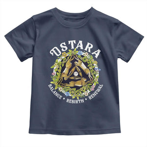 Ostara Balance Rebirth Renewal Toddler T Shirt Ostara Pagan Eostre Easter Day Three Hares TS11 Navy Print Your Wear