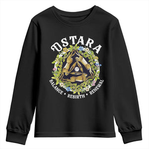 Ostara Balance Rebirth Renewal Youth Sweatshirt Ostara Pagan Eostre Easter Day Three Hares TS11 Black Print Your Wear