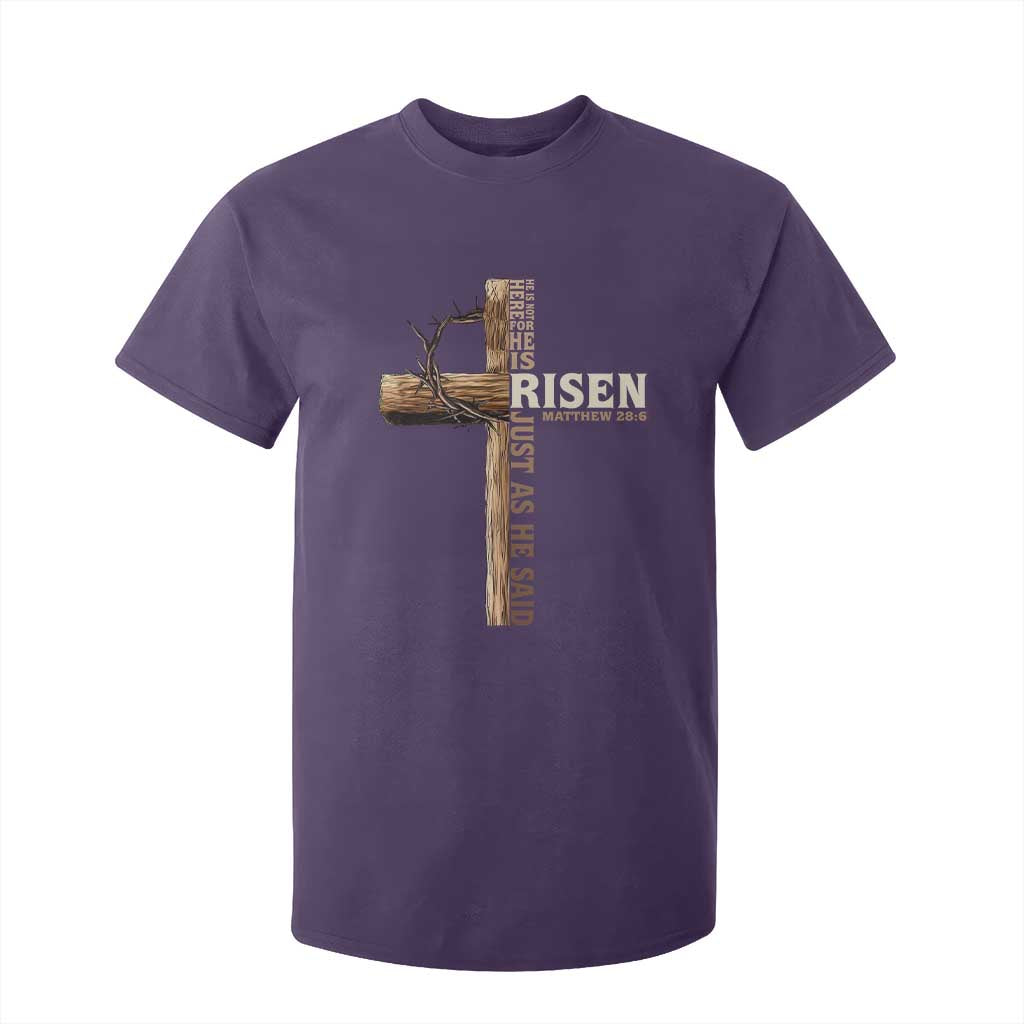 He Is Not Here For He Is Risen Just As He Said T Shirt For Kid Christian Easter Day Religious Bible Verse Cross TS11 Purple Print Your Wear