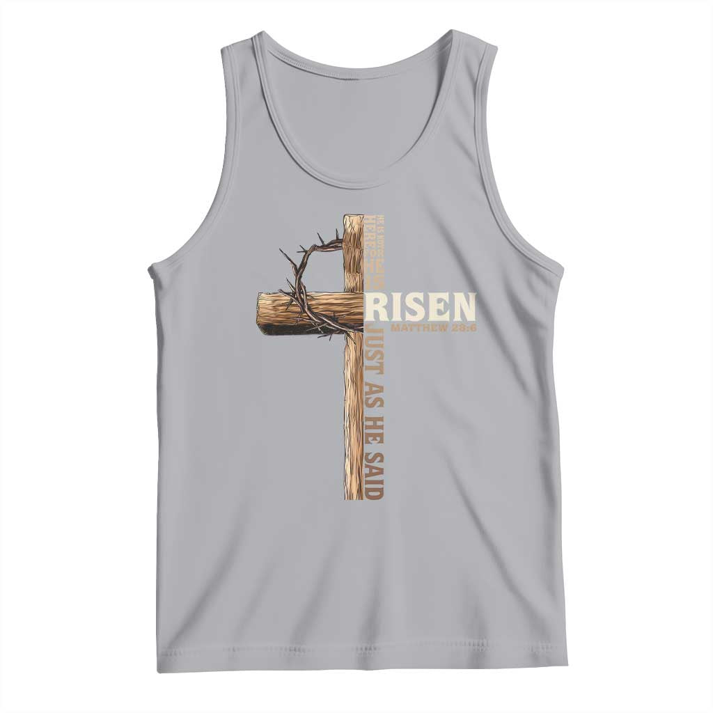 He Is Not Here For He Is Risen Just As He Said Tank Top Christian Easter Day Religious Bible Verse Cross TS11 Athletic Heather Print Your Wear