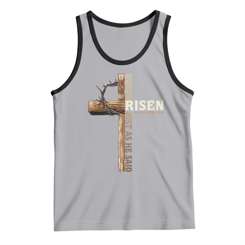 He Is Not Here For He Is Risen Just As He Said Tank Top Christian Easter Day Religious Bible Verse Cross TS11 Athletic Heather Black Print Your Wear