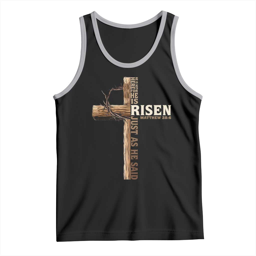 He Is Not Here For He Is Risen Just As He Said Tank Top Christian Easter Day Religious Bible Verse Cross TS11 Black Athletic Heather Print Your Wear