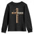 He Is Not Here For He Is Risen Just As He Said Youth Sweatshirt Christian Easter Day Religious Bible Verse Cross TS11 Black Print Your Wear