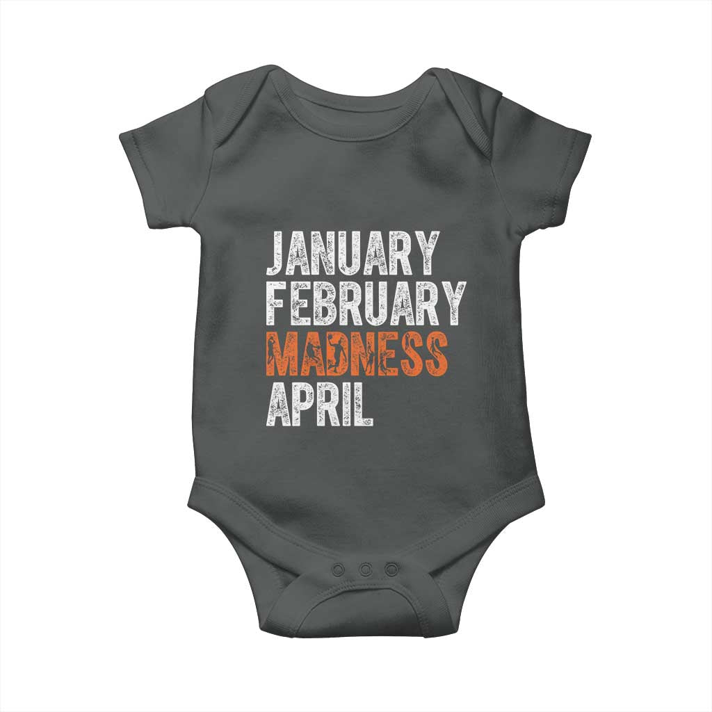 Funny Basketball Baby Onesie January February Madness April Month TS11 Dark Heather Print Your Wear