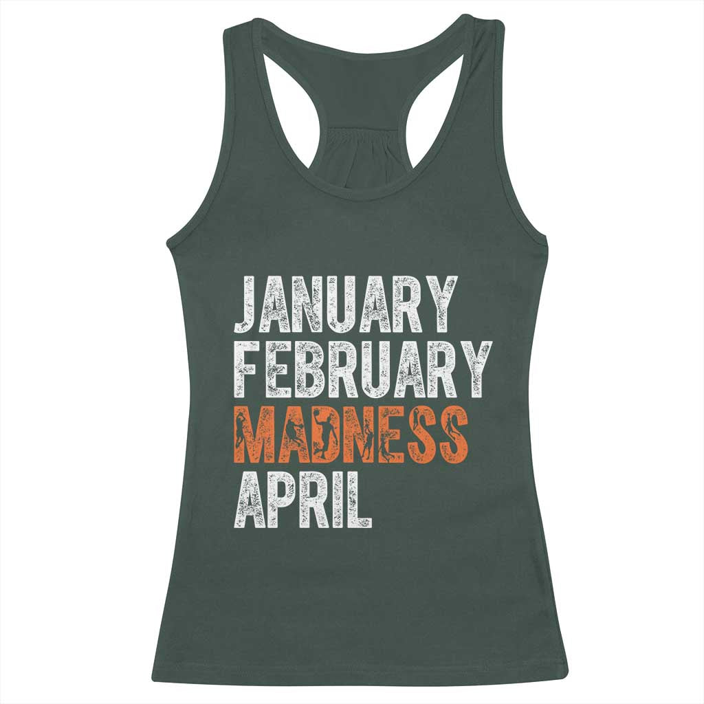 Funny Basketball Racerback Tank Top January February Madness April Month TS11 Dark Forest Green Print Your Wear