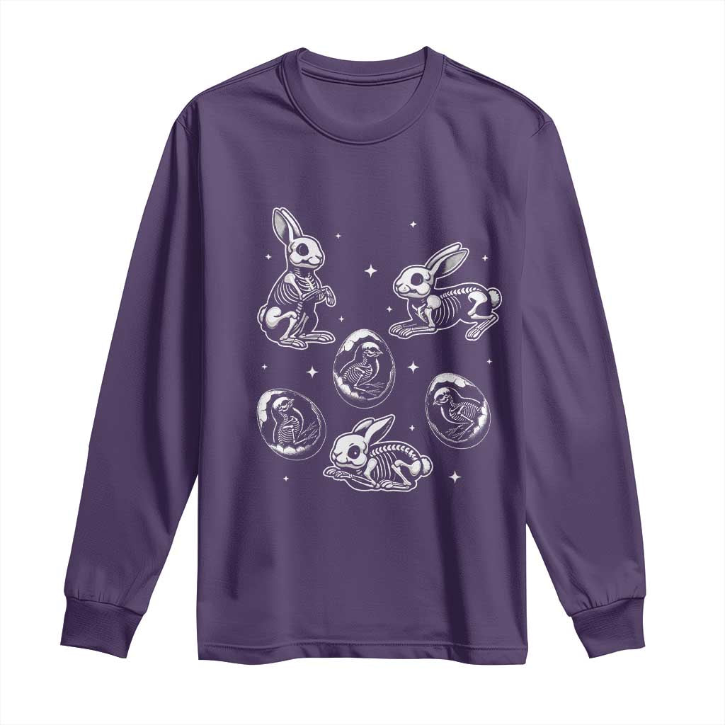 Funny Easter Day Spooky Bunny Chicks Skeleton Long Sleeve Shirt TS11 Purple Print Your Wear