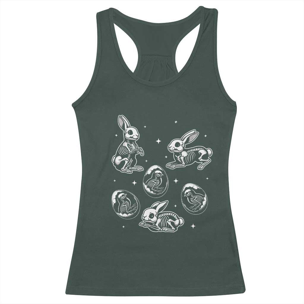Funny Easter Day Spooky Bunny Chicks Skeleton Racerback Tank Top TS11 Dark Forest Green Print Your Wear