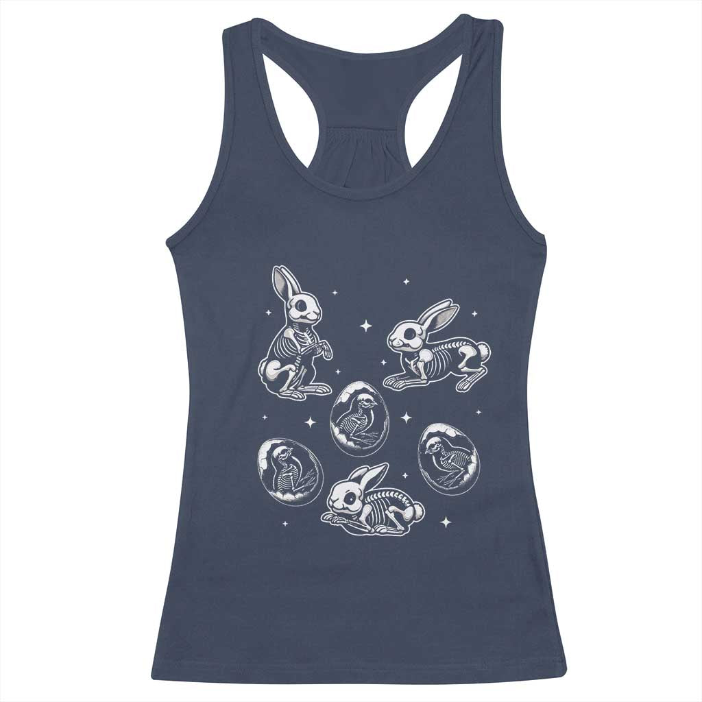 Funny Easter Day Spooky Bunny Chicks Skeleton Racerback Tank Top TS11 Navy Print Your Wear