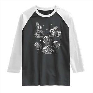 Funny Easter Day Spooky Bunny Chicks Skeleton Raglan Shirt TS11 Black White Print Your Wear