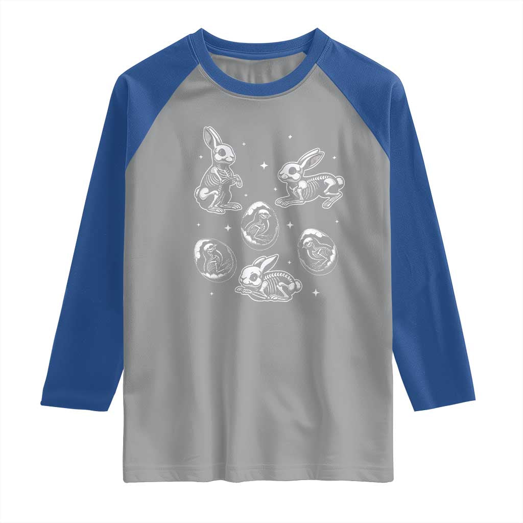 Funny Easter Day Spooky Bunny Chicks Skeleton Raglan Shirt TS11 Sport Gray Royal Print Your Wear