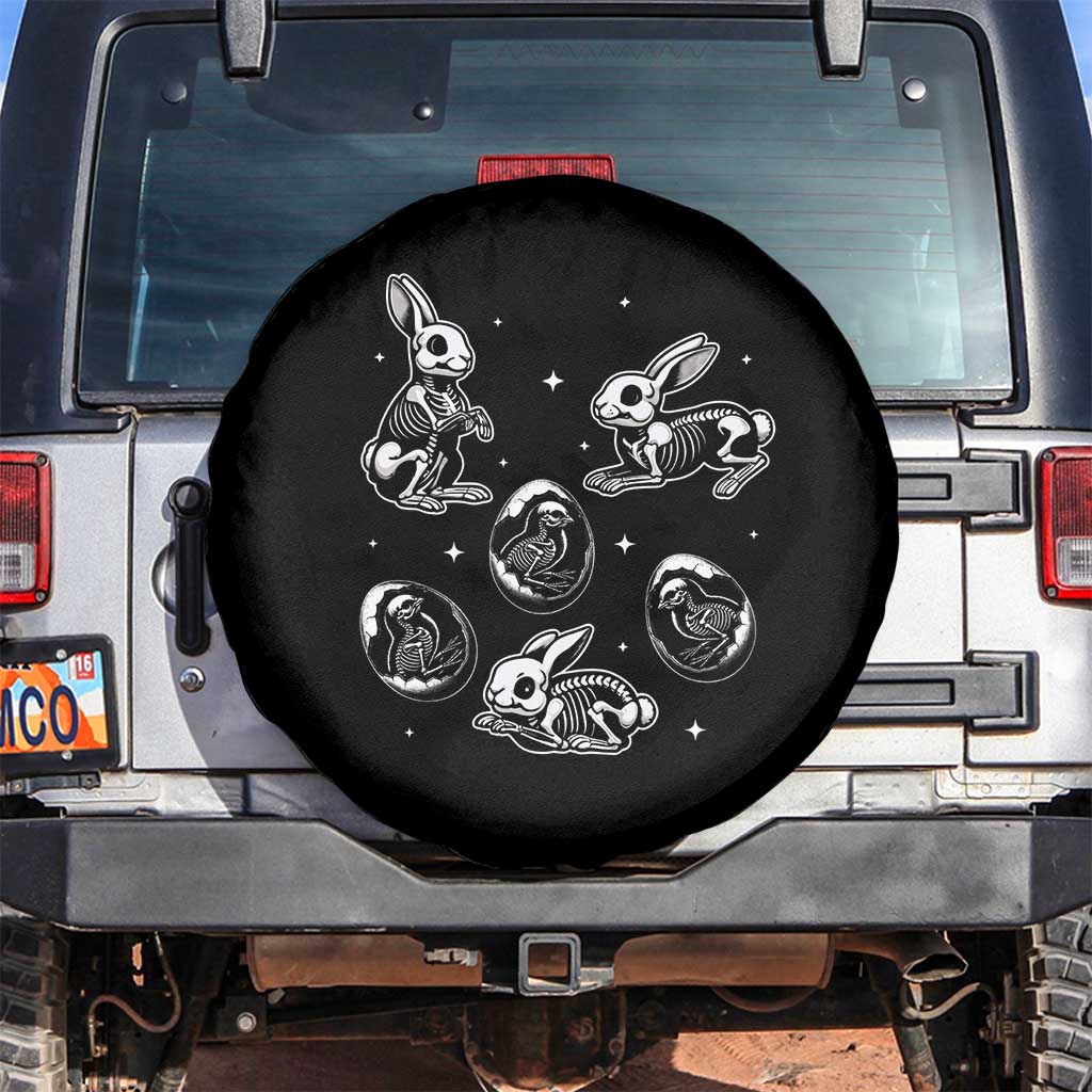Funny Easter Day Spooky Bunny Chicks Skeleton Spare Tire Cover TS11 No hole Black Print Your Wear