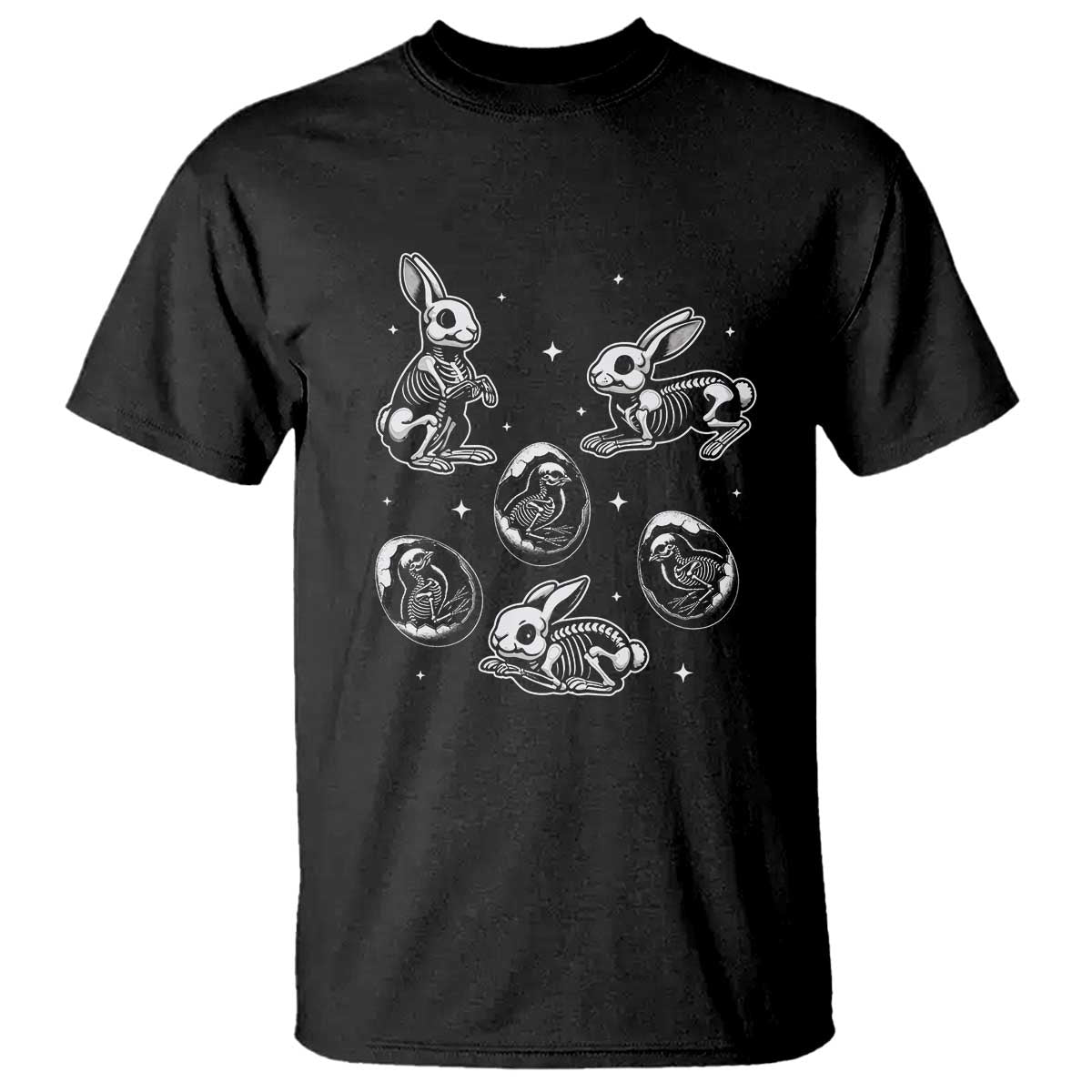 Funny Easter Day Spooky Bunny Chicks Skeleton T Shirt TS11 Black Print Your Wear