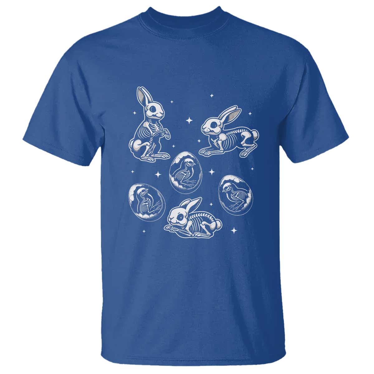 Funny Easter Day Spooky Bunny Chicks Skeleton T Shirt TS11 Royal Blue Print Your Wear