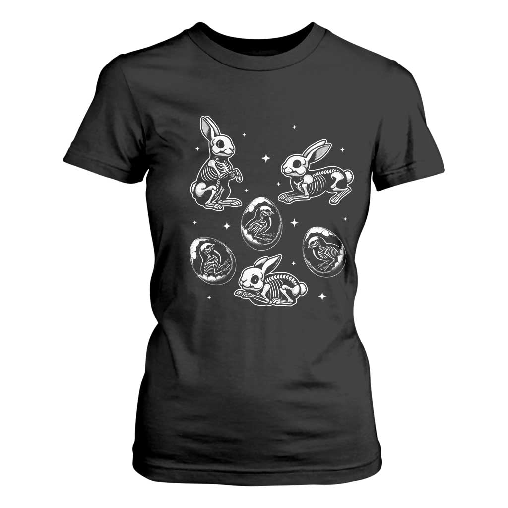 Funny Easter Day Spooky Bunny Chicks Skeleton T Shirt For Women TS11 Black Print Your Wear
