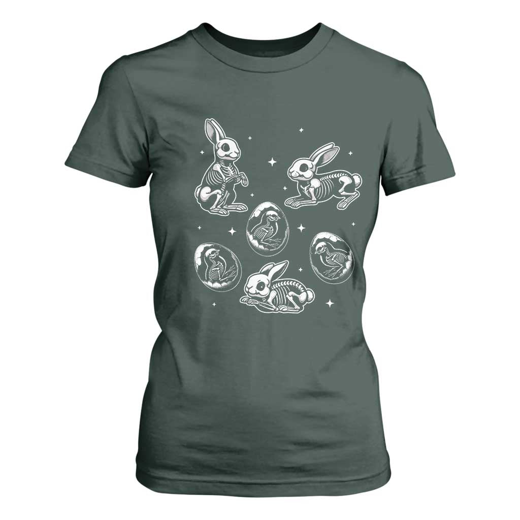 Funny Easter Day Spooky Bunny Chicks Skeleton T Shirt For Women TS11 Dark Forest Green Print Your Wear
