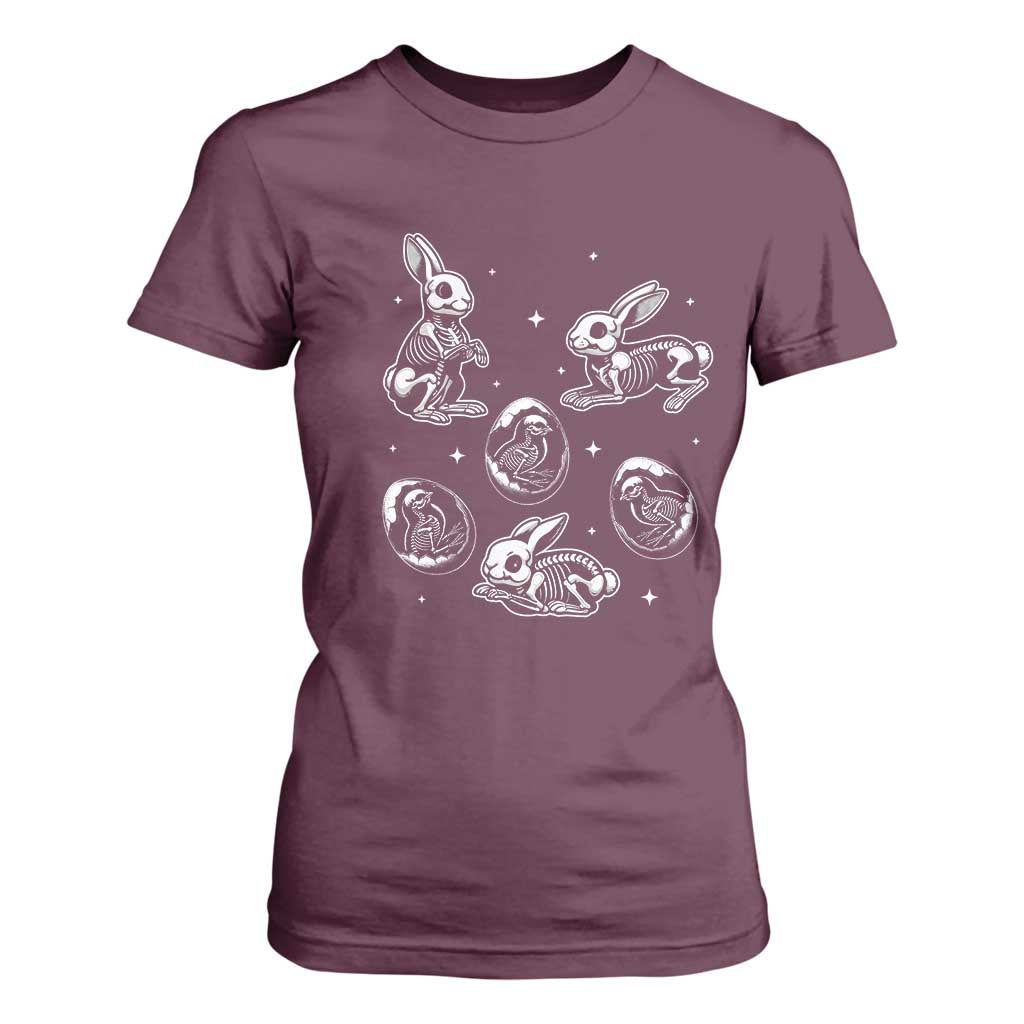 Funny Easter Day Spooky Bunny Chicks Skeleton T Shirt For Women TS11 Maroon Print Your Wear