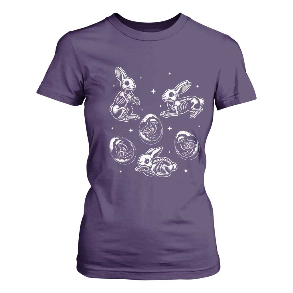 Funny Easter Day Spooky Bunny Chicks Skeleton T Shirt For Women TS11 Purple Print Your Wear