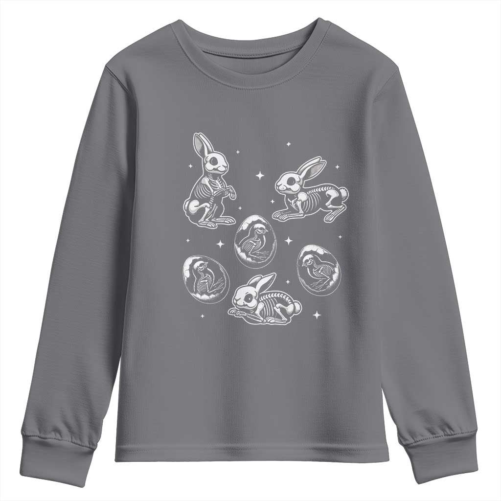 Funny Easter Day Spooky Bunny Chicks Skeleton Youth Sweatshirt TS11 Charcoal Print Your Wear