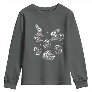 Funny Easter Day Spooky Bunny Chicks Skeleton Youth Sweatshirt TS11 Dark Heather Print Your Wear
