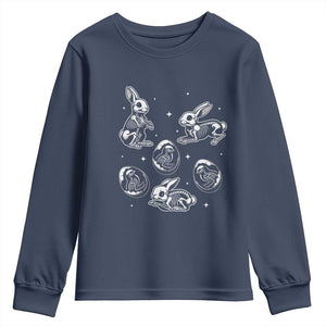 Funny Easter Day Spooky Bunny Chicks Skeleton Youth Sweatshirt TS11 Navy Print Your Wear