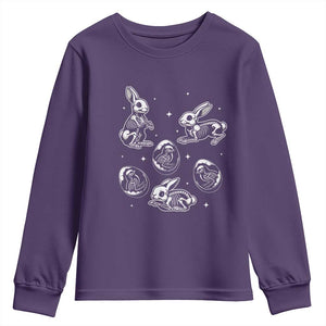 Funny Easter Day Spooky Bunny Chicks Skeleton Youth Sweatshirt TS11 Purple Print Your Wear
