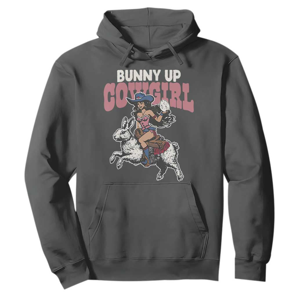 Funny Easter Day Western Hoodie Bunny Up Cowgirl Country Bunny TS11 Dark Heather Print Your Wear